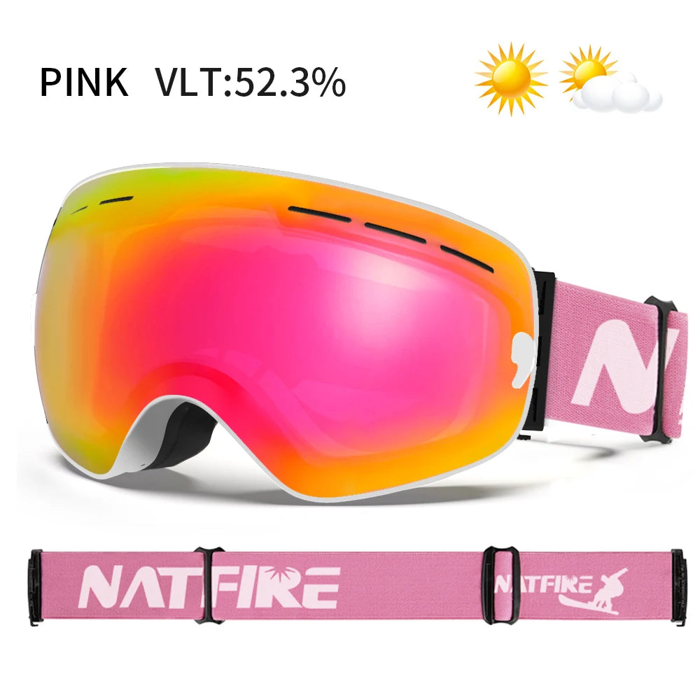 NATFIRE Pro Interchangeable Ski & Snowboard Goggles (OTG)
