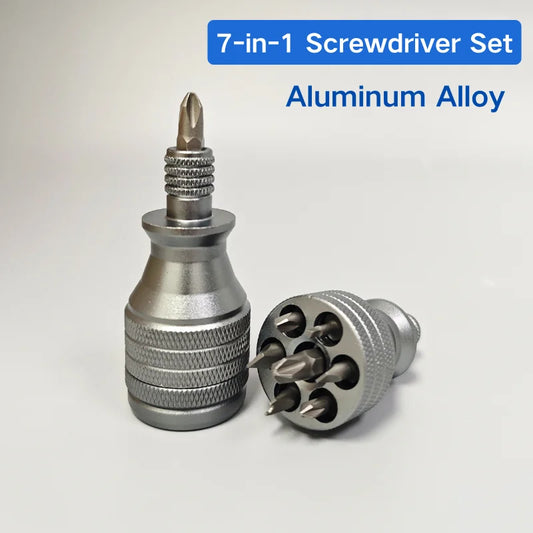Compact 7-in-1 Aluminum Pocket Screwdriver