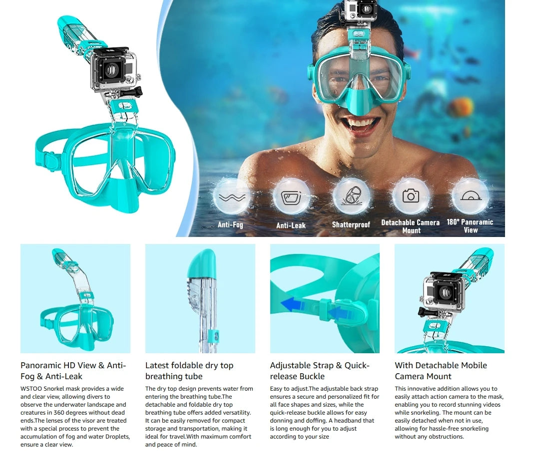 3-in-1 Convertible Snorkel & Dive Mask