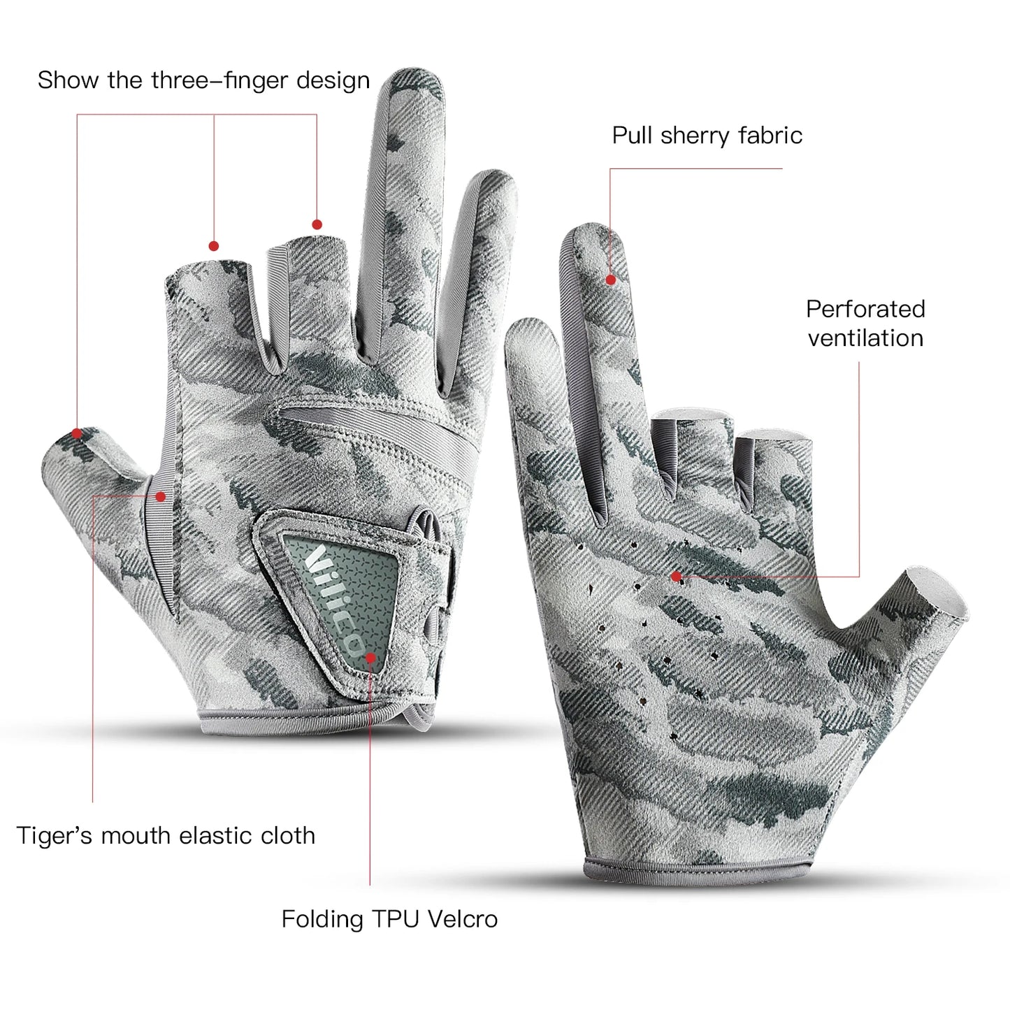 Three-Finger Breathable Fishing Gloves with UV Protection
