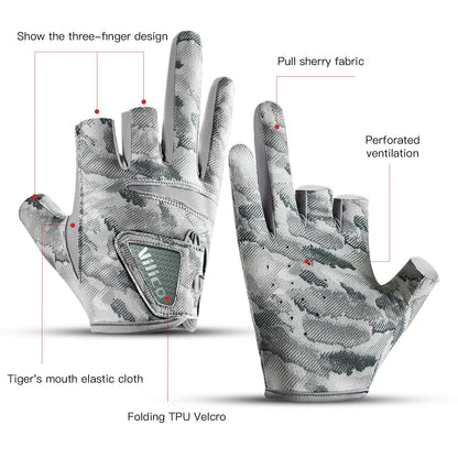 Three-Finger Breathable Fishing Gloves with UV Protection