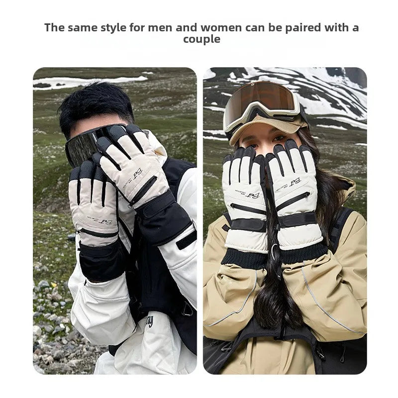 Waterproof Thermal Ski Gloves with Zipper Pocket
