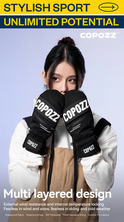 COPOZZ 3M Thinsulate Waterproof Ski Mittens