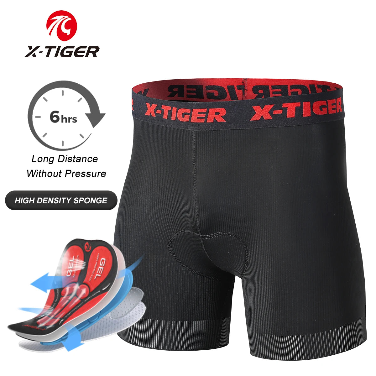X-TIGER 5D Padded Cycling Underwear Shorts (6-Hour Support)