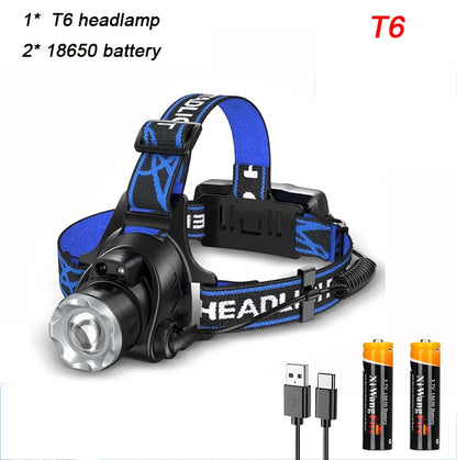 High-Power LED Headlamp (Rechargeable & Waterproof)