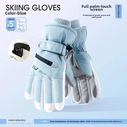 Waterproof Thermal Ski Gloves with Zipper Pocket