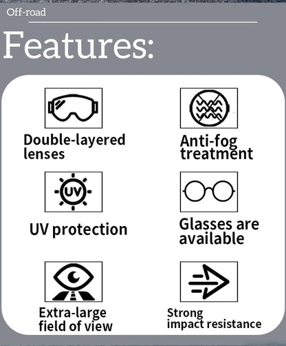 FXR Combat MX & Ski Goggles (Anti-Fog Double Lens)