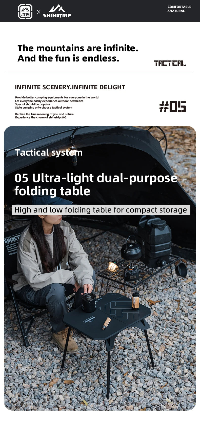 ShineTrip Ultra-light 2-in-1 Convertible Camping Table