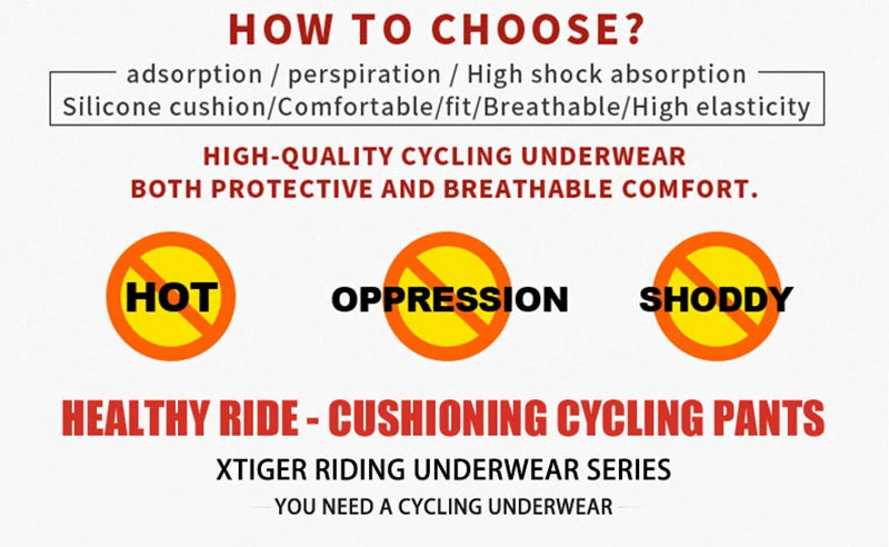 X-TIGER 5D Padded Cycling Underwear Shorts (6-Hour Support)
