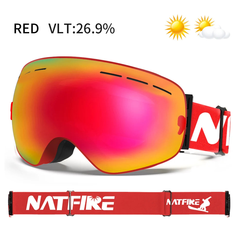 NATFIRE Pro Interchangeable Ski & Snowboard Goggles (OTG)
