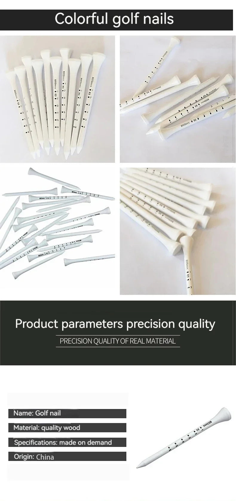 Professional Marked Wooden Golf Tees (50-Pack)
