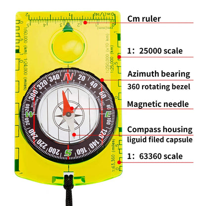 Professional Orienteering & Hiking Map Compass
