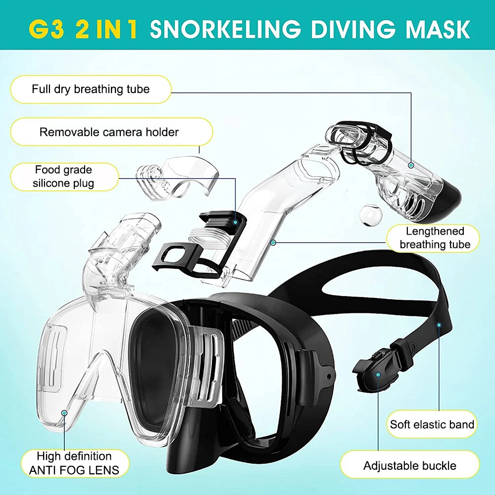 3-in-1 Convertible Snorkel & Dive Mask